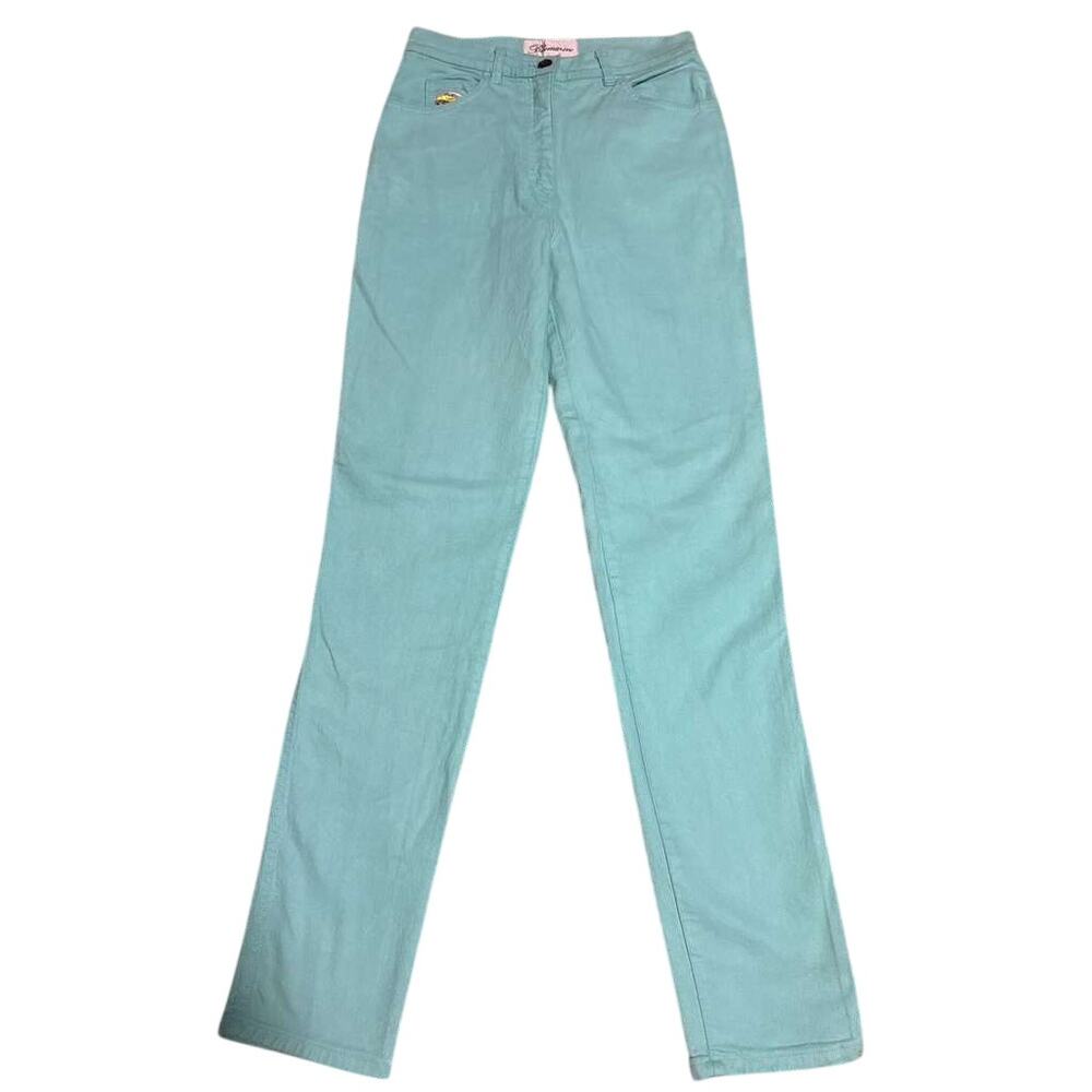 Blumarine Jeans Vintage Car Women's Turquoise Denim Pockets Straight - 26X31.5 - Picture 3 of 11
